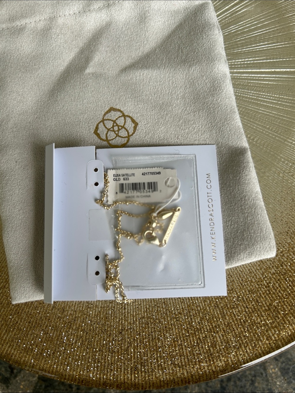 Kendra Scott Gold Elisa Necklace with Satellite Fuchsia Mosaic Stone - Picture 5 of 5